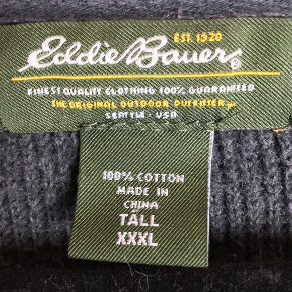 Y2K Eddie Bauer Quarter Zip Striped Pullover Sz XXL Ribbed Cotton Unisex - Picture 7 of 8